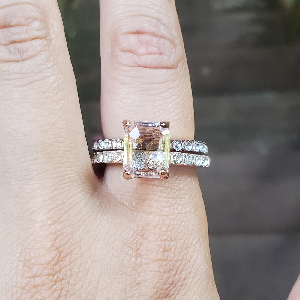 NWOT 18K GF Rose Gold White Topaz Engagement Rings - Picture 4 of 15